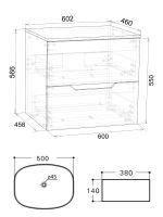 Orange Line Li-60TuwMDF+B08-500W тумба с раковиной подвесная 60 см, белый Li-60TuwMDF+B08-500W — фото 1, Тумбы с раковиной