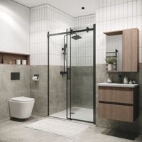 Дверь в нишу Grossman Classic (140х195) графит сатин,стекло прозрачное,раздвижная, 1 место арт-100.K33.04.140.42.00 — фото 4, Раздвижные душевые двери