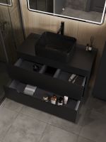 Orange Line Li-100TubMDF+B02-460MB тумба с раковиной подвесная 100 см, черный Li-100TubMDF+B02-460MB — фото 4, Тумбы с раковиной