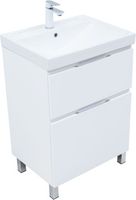 Тумба с раковиной Aquanet Алвита new 60 (Flat) напольная 2 ящ. цв. белый матовый 00345675 — фото 1, Тумбы с раковиной