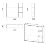 Шкаф-зеркало "ФОРТА-80 см" универсал. дуб галифакс арт-208002 — фото 2, Зеркальные шкафы в ванную