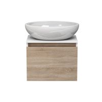 тумба Кантертоп 50 DB1 подвесная, белая/дуб Бардолино (лофт) без умывальника арт-MFR19884WB — фото 1, Тумбы под раковину