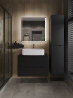 Orange Line тумба с раковиной подвесная 80 см, черный/белый арт-Li-80TubMDF+B07-600W — фото 5, Тумбы с раковиной