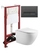 Agger Унитаз подвесной безободковый TORNADO белый с инсталляцией, микролифт, кнопка смыва черная арт-ATI09150L+APB244 — фото 11, Комплекты унитаз + инсталляция