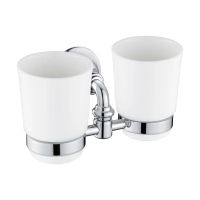 Стакан двойной для ванной комнаты Rose RG1222, хром — фото 1, Стаканы для зубных щеток