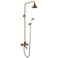 Vintage Смеситель для ванны-душа, пов.излив 156мм верх.лейка'Троп.дождь', р/ДВ, бронза, LM, LM2862B — фото 1, Душевые стойки