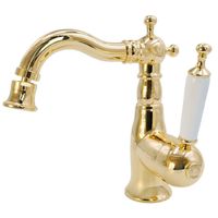 OXFORD См-ль д/биде моноком., донный клапан "click-clack", ручка белая, золото арт-19161 — фото 1, Смесители для биде