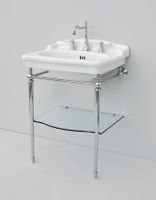 Консоль Artceram Hermitage напольная/пристенная со стеклянной полкой цвет хром HEA015 71 — фото 1, Консоли для раковины