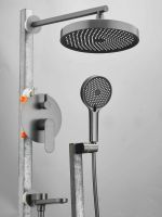 Душевая система встраиваемая BELZ, с тропическим душем, лейкой, изливом, оружейная сталь, арт-B80713-3 — фото 2, Встраиваемые душевые комплекты