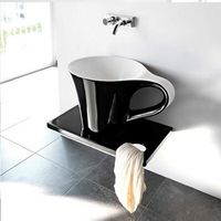 Раковина Artceram Cup накладная цвет белый/черный OSL005 01 50 — фото 1, Раковины накладные