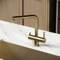 Смеситель для кухни SANCOS Spin с поворотным и вытяжным изливом, c краном для фильтрованной воды, цвет брашированное золото, арт. арт-SC4015BG — фото 7, Смесители для кухни