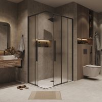 Душевое ограждение Grossman Galaxy 1/2.K33.01.12.21.02-1/2.K33.01.80L.21.02 (120х80х195) раздвижная,черный матовый,стекло шиншилла,2 места арт-300.K33.01.12R80L.21.02 — фото 2, Прямоугольные душевые уголки