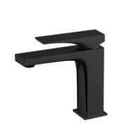 Смеситель для раковины, Fima Carlo Frattini, Zeta, тип открывания воды-однорычажный, монтаж-на раковину/столешницу, отверстия для монтажа-1, высота, мм-146.5, вынос излива, мм-116, донный клапан-есть, тип подводки-гибкий, стандарт подвода воды-1/2", цвет-черный матовый арт-F3961NNS — фото 1, Смесители для раковины