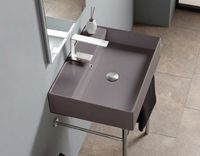 Раковина Scarabeo TEOREMA 2.0 подвесная или накладная с переливом с одним отверстием цвет песочный матовый арт-5105 52 — фото 2, Раковины подвесные