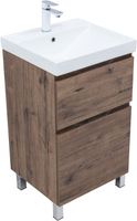 Тумба с раковиной Aquanet Алвита new 50 (Flat) напольная 2 ящ. цв.дуб веллингтон табак 00345674 — фото 1, Тумбы с раковиной