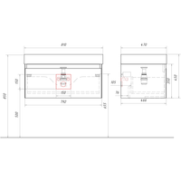 Подвесная тумба с одним ящиком 81 см, цвет серый туман с умывальником арт-GE01081ST — фото 2, Тумбы с раковиной