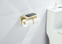 ОБЕРОН бумагодержатель двойной с полкой, шлиф. золото арт-AQ4909BG — фото 4, Держатели туалетной бумаги