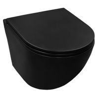 Унитаз подвесной Azario Grado 370х490х360 безободковый, слив "Скрытое Торнадо", с быстросъемным сидением микролифт, черный матовый арт-AZ-0046-UQ3-MB — фото 1, Подвесные унитазы