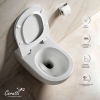 Унитаз SELLA Aria Tornado подвесной безободковый со смывом торнадо Ceruttispa CT9529 (490х370х370) — фото 2, Подвесные унитазы