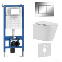 Комплект 3в1 IBERICA BLANCA инсталляция SILENCIO, унитаз BURGOS ALTO белый, кнопка смыва ESTI-S хром глянцевый арт-IB001.BRA.231.852 — фото 1, Комплекты унитаз + инсталляция