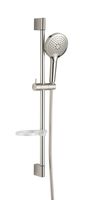 AQM8101BG Душевой гарнитур H=790мм, Ø120 мм, 3 режима, мыльница, шланг 1500мм, никель шлифованный арт-AQM8101BN — фото 1, Душевые гарнитуры на штанге