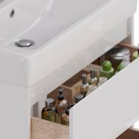 Тумба Lemark COMBI 80 см под 1 раковину, подвесная/напольная, 2 ящика, цвет корпуса, фасада: Белый г арт-LM03C80T — фото 3, Тумбы под раковину