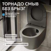 Товар: Унитаз ABBER Bequem AC1101TMG подвесной серый матовый, безободковый, смыв торнадо - фото 5 Унитаз ABBER Bequem AC1101TMG подвесной серый матовый, безободковый, смыв торнадо — фото 5, Подвесные унитазы