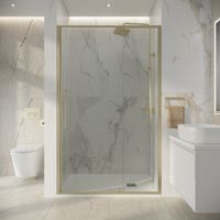 Дверь в нишу Niagara Nova NG-45-11ASG (110х195) распашная,золото сатин,стекло прозрачное,1 место — фото 4, Распашные душевые двери