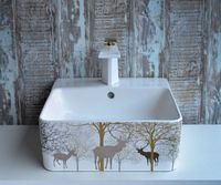 Раковина чаша Bronze de Luxe Golden Deer 1060GD, белый — фото 3, Раковины накладные