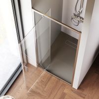 W90G-80-1P-MT Gem дверь душевая распашн 80x195,серебро, стекло прозрачн — фото 1, Распашные душевые двери