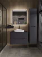 Orange Line Li-80TugMDF+B07-500W тумба с раковиной подвесная 80 см, графит/белый Li-80TugMDF+B07-500W — фото 5, Тумбы с раковиной