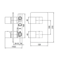 Смеситель Bossini Cube New для ванны и душа встраиваемый внешняя часть на 2-5 потребителей цвет черный матовый арт-Z00062.073 — фото 2, Встраиваемые смесители для душа