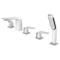 Смеситель на борт ванны Rose , белый/хром арт-R1312F — фото 1, Смесители на борт ванны