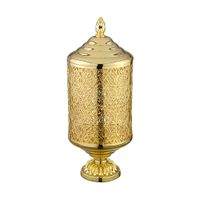 LUXOR Баночка на ножке высокая, H31xD12 см. ажурная с крышкой, золото 26160 — фото 1, Органайзеры для ванной