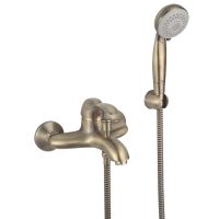 GRAZIA Смеситель д/ванны монокомандный, с ручным душем, бронза VR.GRA-3501.BR — фото 1, Смеситель для ванны