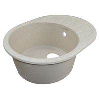 Кухонная мойка AZARIO Canto 570x440x190 искусственный мрамор, с "крылом", сифон в комплекте, цвет песочный арт-CS00105247 — фото 1, Кухонные мойки