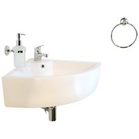 Раковина угловая закругленная GS, 48x48x15 cm, белая керамика 32267 — фото 13, Раковины