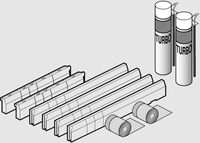 Монтажный комплект, Villeroy&Boch, для больших размеров (1200 x 800 - 1800 x 1000), комплектация: регулируемая по высоте подставка полистирола, монтажная пена и клей, уплотнительная лента арт-U91411100 — фото 1, Комплектующие для душевого оборудования