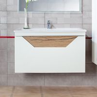 Товар: Тумба под раковину подвесная Бриклаер Брайтон белый/дуб, 100 см 4627125415760 - фото 1 Тумба под раковину подвесная Бриклаер Брайтон белый/дуб, 100 см 4627125415760 — фото 1, Тумбы с раковиной