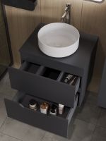 Orange Line Li-60TugMDF+B09-360W тумба с раковиной подвесная 60 см, графит/белый Li-60TugMDF+B09-360W — фото 3, Тумбы с раковиной