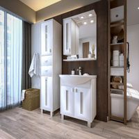 Комплект мебели для ванной Бриклаер БАЛИ 60L, светлая лиственница/белый — фото 6, Комплекты мебели для ванной