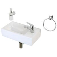 Раковина маленькая GS, 45x25x12 cm, отверстие справа. белая керамика арт-32577 — фото 7, Раковины накладные