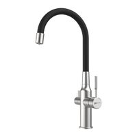 Expert Смеситель для кухни, гиб.излив, р/ОД, сталь/черный, LM, арт-LM5083S-Black — фото 1, Смесители для кухни