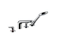 Смеситель для ванны и душа, Hansgrohe, Novus, тип открывания воды-двухрычажный, тип регулирования воды-керамический вентиль, тип установки-на край ванны, отверстия для монтажа-4, вынос излива, мм-183, внутренняя часть-необходимо заказать, цвет-хром, комплектация-выдвижной ручной душ арт-71333000 — фото 1, Смеситель для ванны