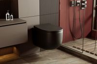 Унитаз ABBER Bequem подвесной черный матовый, безободковый, смыв торнадо арт-AC1104TMB — фото 3, Подвесные унитазы