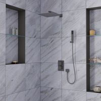 Душевая система встраиваемая с термостатом D&K Bayern.Liszt , серый графит арт-DA2515706A04 — фото 2, Встраиваемые душевые комплекты