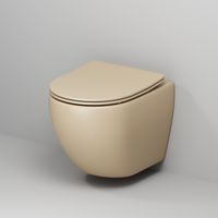 Унитаз Color (485х360х375) БЕЖЕВЫЙ матовый подвеснойбезободковый с тонкой крышкой арт-GR-4455BEMS — фото 1, Подвесные унитазы