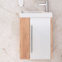 Тумба подвесная с умывальником MELBOURNE 40 /правая/дуб/белый/ AQUA DE MARCO 5040WCMEL/H/V.2.0 — фото 1, Тумбы с раковиной