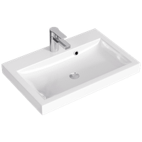 Подвесная тумба с одним ящиком в белом глянцевом цвете с умывальником из литьевого мрамора. арт-Inf.01.06/001 — фото 1, Тумбы с раковиной