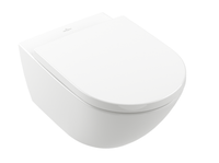 Унитаз, Villeroy&Boch, Subway 3.0, безободковый (с открытым смывным краем), тип установки-подвесной, ширина, мм-370, глубина, мм-560, высота, мм-360, форма чаши-овальная, выпуск-горизонтальный, материал-керамика, сиденье-необходимо заказать, вид грязеотталкивающего покрытия-CeramicPlus, крепления в комплекте, цвет-альпийский белый 4670T0R1 — фото 1, Унитазы